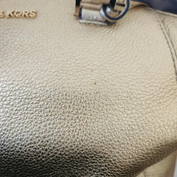 Michael Kors Gold Satchel Bowling Bag style w crossbody strap - Picture 12 of 16